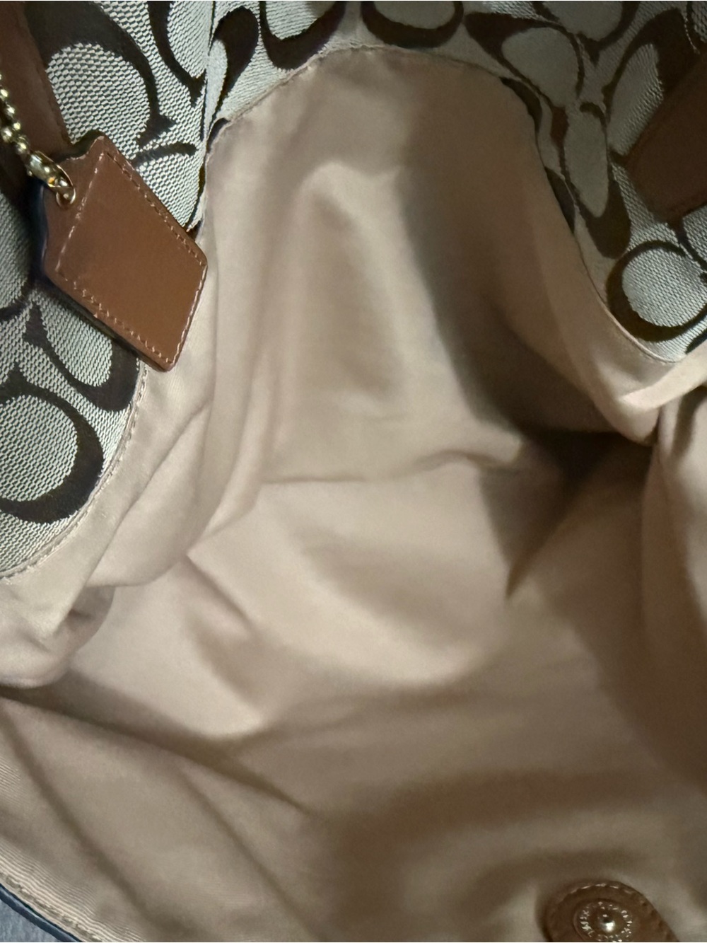 Coach Beige & Brown Signature Tote with Pink Center Panel - Picture 13 of 16
